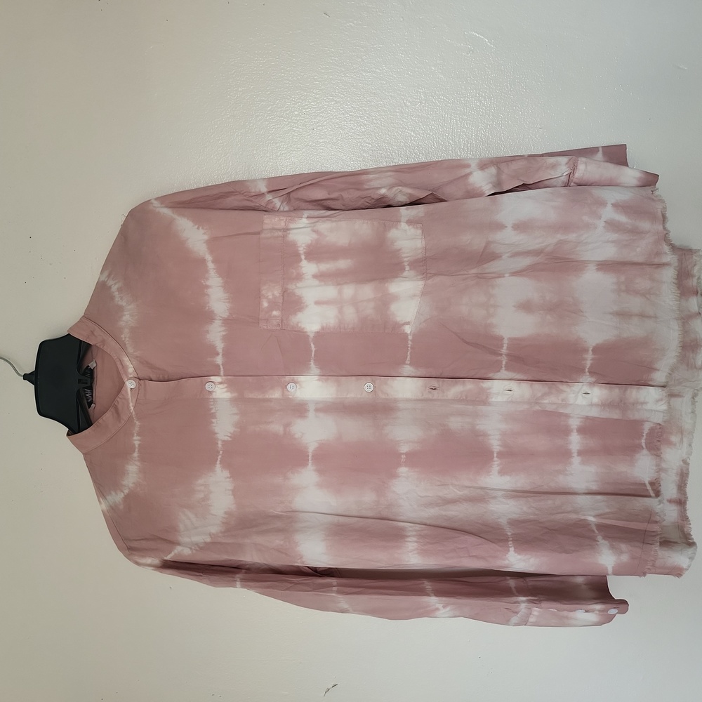 Zara Tie Dye Print Oversized Mandarin Collar Front Pocket Shirt Sz-M - Picture 1 of 4